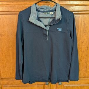 L.L. Bean Dark Blue Pullover with Light Gray Collar